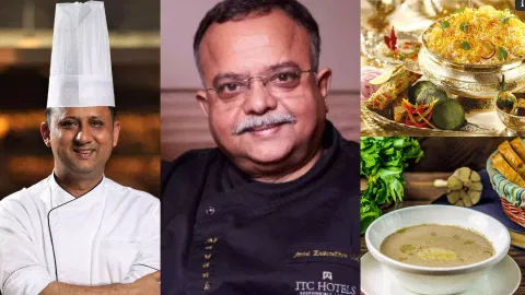 Chef Manish Uniyal and Chef Mayank Kulshreshtha with their dishes
