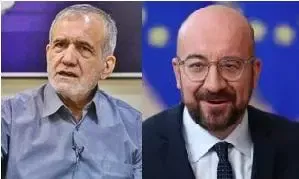  Iran's President Masoud Pezeshkian and Charles Michel 