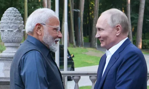  Prime Minister Narendra Modi and Russian President Vladimir Putin during a meeting (PTI)