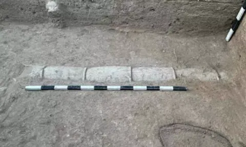 The pipeline unearthed during the 10th phase of excavation in Keeladi 