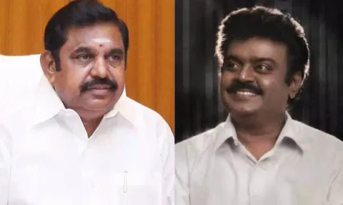 Edappadi K Palaniswami and late DMDK chief Vijayakanth 
