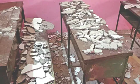 Roof collapse at govt school building opened only 2 months ago in Krishnagiri 
