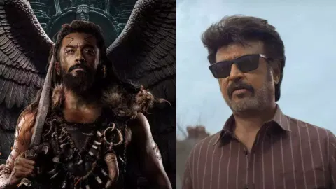 Still of Suriya from Kanguva and Rajinikanth from Vettaiyan
