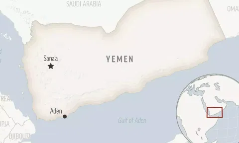 This is a locator map for Yemen with its capital, Sanaa (AP)