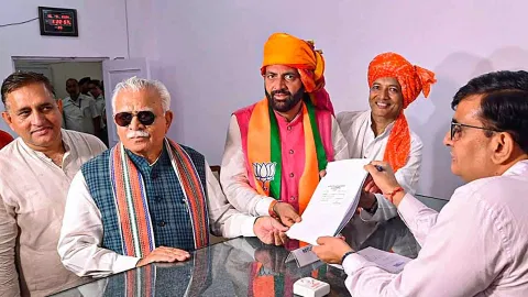  Haryana Chief Minister Nayab Saini who files his nomination papers for Haryana Assembly elections (PTI)
