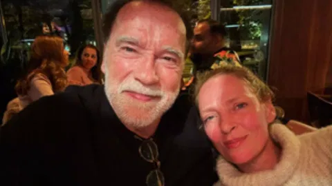 Actress Uma Thurman and Arnold Schwarzenegger (IANS)