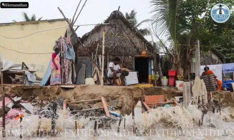 Houses in Chennai's Foreshore Estate are being washed away due to sea erosion (Hemanathan M)