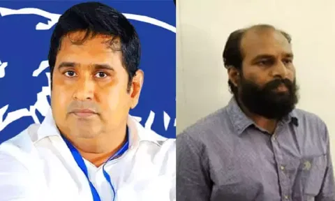 (L-R) BSP chief Armstrong, Gangster 'Seizing' Raja (Daily Thanthi)