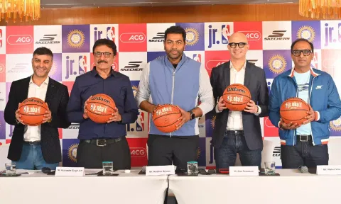 (L to R) NBA Asia Strategy Head and NBA India Country Head Rajah Chaudhry, Secretary General Kulvi at the launch event
