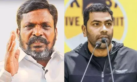 VCK chief Thol Thirumavalavan and VCK deputy general secretary Aadhav Arjuna