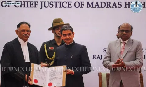 Justice Shriram Kalpathi Rajendran was sworn in as the Chief Justice of the Madras High Court (Hemanathan M)