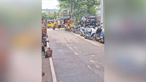 Haphazard parking on Venkatraman Canal Street often causes chaos and roadblock
