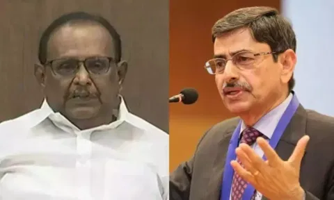 (L-R) Law Minister S Regupathy; Governor RN Ravi 