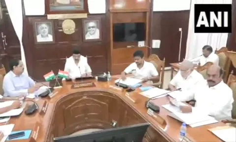  Chief Minister MK Stalin other ministers during the cabinet meeting (Screengrab) 