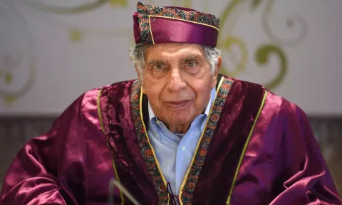  Industrialist Ratan Tata during conferment of honorary Doctorate of Literature at the first special convocation 2022 of HSNC University (PTI)