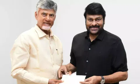  Chiranjeevi handed over the cheque to Andhra Pradesh Chief Minister N Chandrababu Naidu (X)