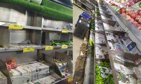 Supermarkets and grocery stores in several areas ran empty of essential food items (X)
