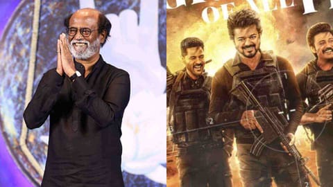 Rajinikanth and The GOAT poster 