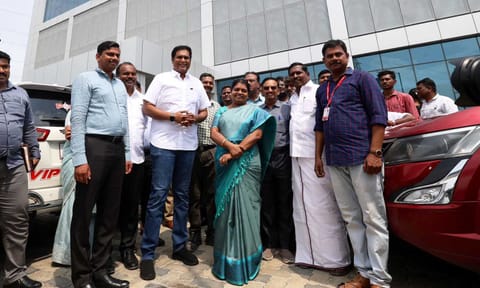 Industries Minister TRB Rajaa along with Minister P Geetha Jeevan and officials inspected the newly built ‘Tidel Neo Park’ in Thoothukudi (X)