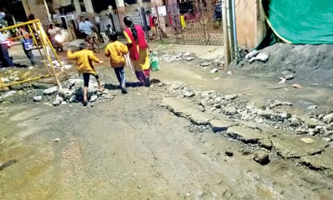 Big stones worsening situation on already damaged Balaji Nagar 12th street