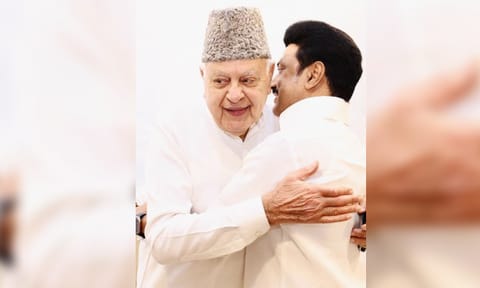  Chief Minister M K Stalin with JKNC president Farooq Abdullah (X)