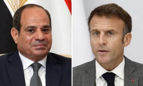 Egyptian President Abdel-Fattah al-Sisi and his French counterpart Emmanuel Macron 