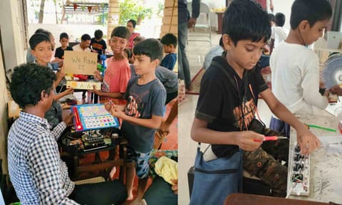 Children at the workshop in Repair cafe, Chennai