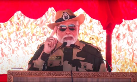  Prime Minister Narendra Modi addresses during Diwali celebration with Jawans