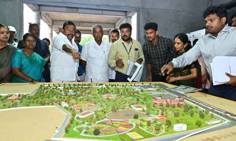 KN Nehru inspecting development works