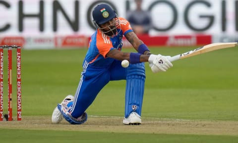  Hardik Pandya bats during the second T20 cricket match between South Africa and India at Kingsmead Cricket Stadium in Durban (PTI) 