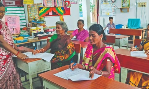 Candidates writing NILP exam in Chennai, on Sunday 