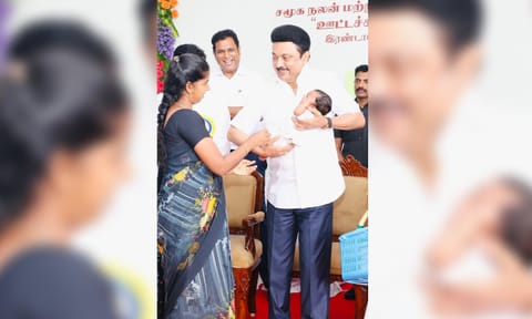 Tamil Nadu CM M K Stalin launched the second phase of the “Uttachathai uruthi sei” for Rs 22 crore at Vaaranavasi Children's Center (PTI) 