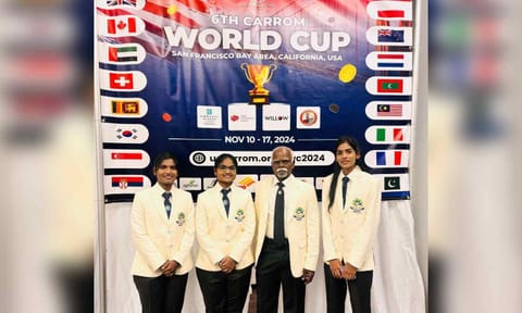 (L-R) K Nagajothi, V Mithra, A Maria Irudayam and M Khazima at the tournament in Bay Area, California