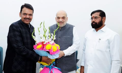 Devendra Fadnavis, Eknath Shinde and Amit Shah (PTI)