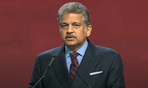 Mahindra Group Chairman Anand Mahindra addresses a gathering during the inauguration of Rising Rajasthan Global Investment Summit, in Jaipur, Monday, Dec. 9, 2024 (PTI)