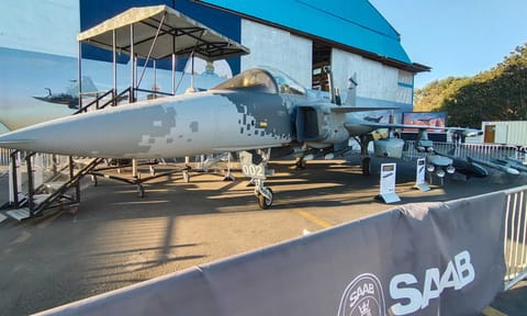 Gripen E at static display at Aero India 2021 at Yelahanka Air Force Station (Jayantho Sengupta)