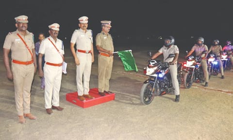 DIG P Moorthy flags off GPS-enabled patrol bikes in Tenkasi 