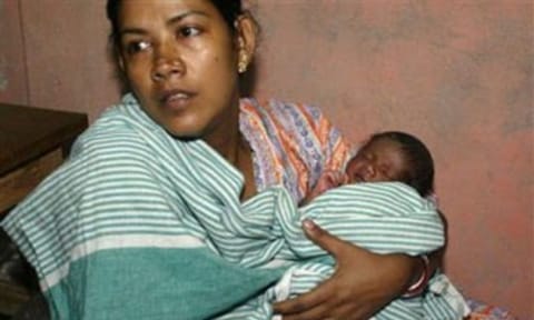 Namita Roy with her son (AP Photo)