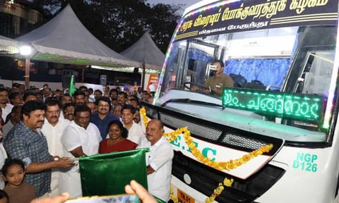 Transport Minister SS Sivasankar on Wednesday flagged off a new ultra-deluxe SETC bus service 