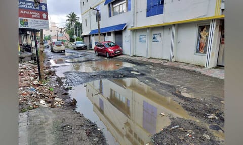 Damaged road at Noombal