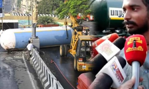 The tanker driver Radhakrishnan (Thanthi TV)