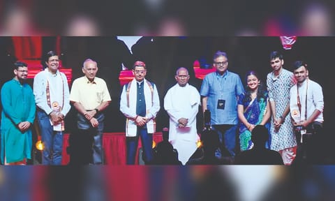 Renowned musician Ilaiyaraaja and Governor RN Ravi at the event