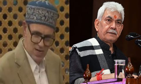 (L-R) J&K Chief Minister Omar Abdullah and Lieutenant Governor Manoj Sinha (ANI)