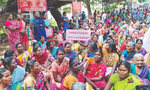 Residents stage protest in Tiruchy on Tuesday