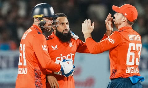 Adil Rashid celebrates after a wicket (PTI) 