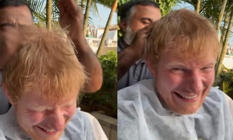 Ed Sheeran gets an oil massage (Instagram) 