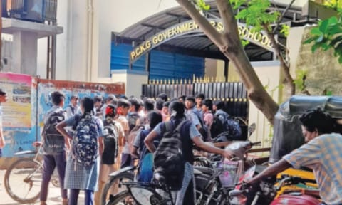 The PCKG Govt HSS in Kodambakkam where Prakash works