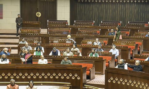 Congress leader Sonia Gandhi speaks in the Rajya Sabha during the Budget session of Parliament (PTI)