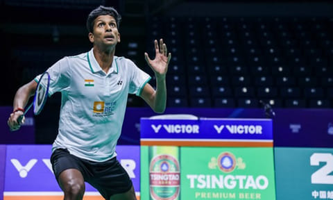 Sathish Kumar in action versus South Korea at BAMTC 2025 (Picture: BAI) 