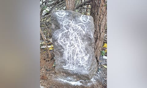 300-year-old unaligned stone with Vamana contour found near Tiruchuli
